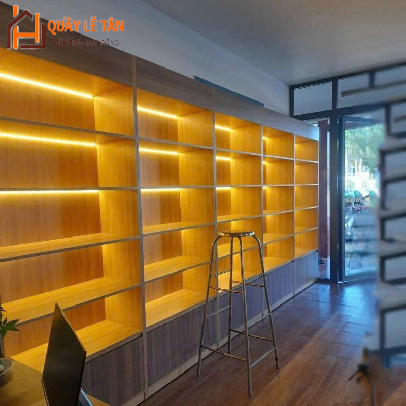 Tủ Trưng Bày Vân Gỗ Kèm Đèn Led