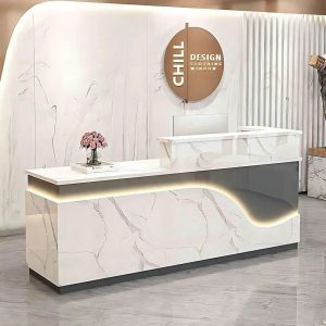 quầy lễ tân spa thiết kế uốn sóng