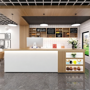 quầy thu ngân cafe kèm kệ có led